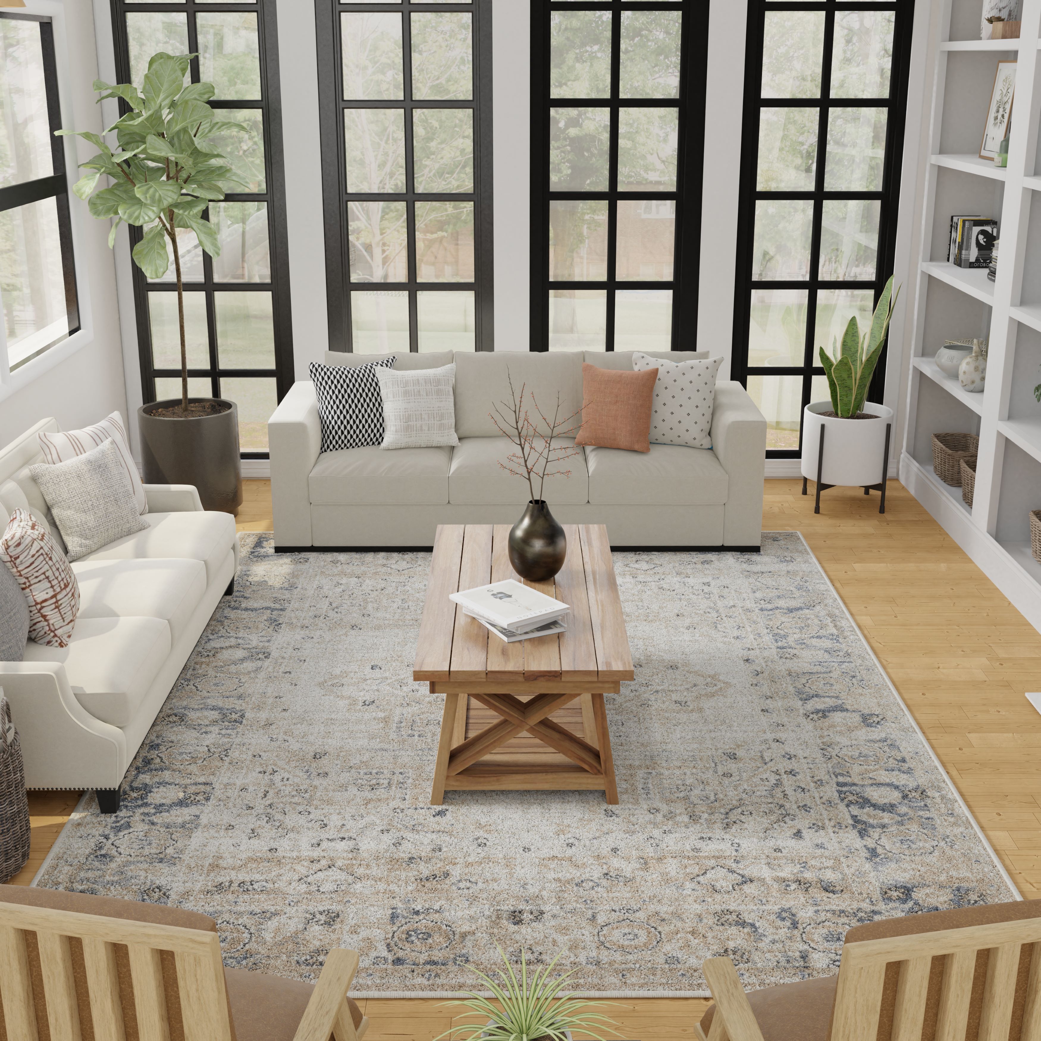Loomaknoti Kehleigh Zayari 9' x 12' Ivory Oriental Indoor Area Rug