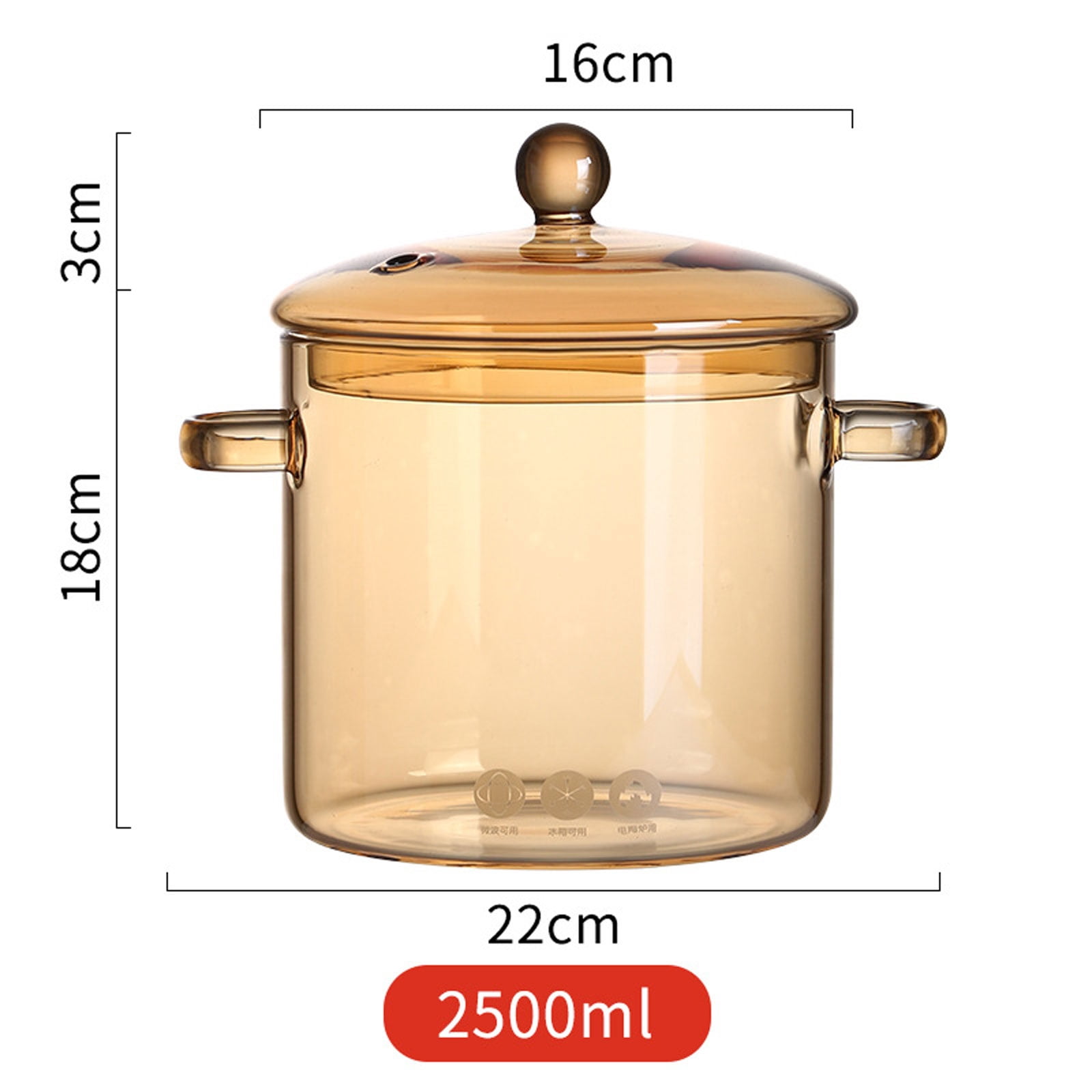 Amber Glass Cooking Pot Modern Glass Pot with Lid and Grip Stockpot Saucepans Glass Pot for Soup Vegetables Fruit Salad Instant Noodle [Energy Class A]