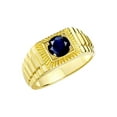 thumbnail image 4 of RYLOS Men's Ring Yellow Gold Plated Silver Ring, 7MM Round Shape Gemstone Designer Style Rings Sapphire September Birthstone Rings Silver Size 8, 4 of 7