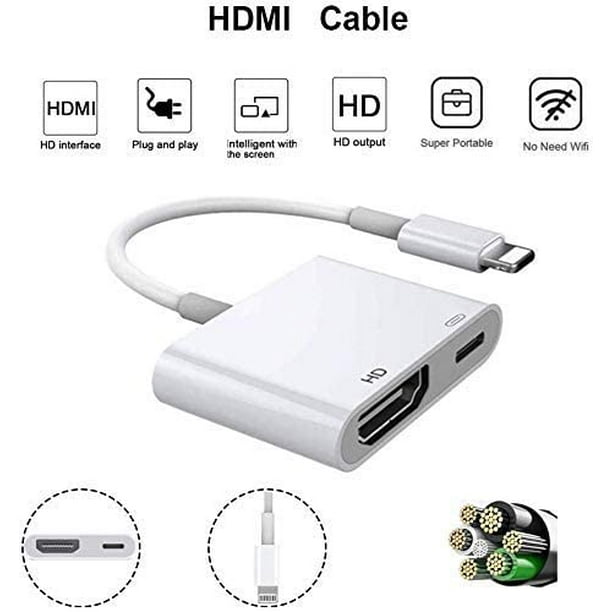 Lightning to HDMI Digital AV Adapter,[Apple MFi Certified] 1080P HDMI Sync Screen Digital Audio AV Converter with Port for iPhone, iPad, iPod on HDTV/Projector/Monitor, Support iOS - Walmart.com