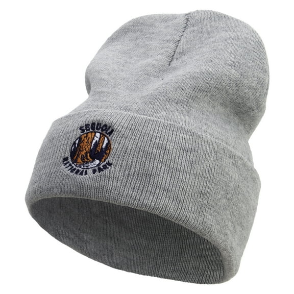 Sequoia National Park Embroidered 12 Inch Long Knitted Beanie - Heather Grey OSFM