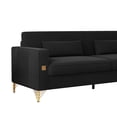 thumbnail image 4 of Luxury Velvet Sofa with Gold Accents - Modern 3-Seat Couch with Plush Cushions, Perfect for Living Room and Office Decor (Black), 4 of 10