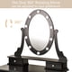 thumbnail image 4 of Negra moderno girls makeup vanity set: lighted mirror, cushioned stool, 5 cajones para dormitorio - ideal para para para niños y women, 4 of 5