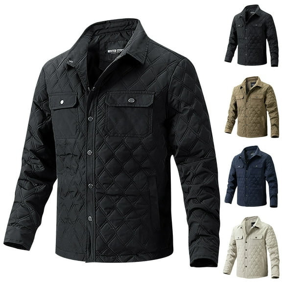 Miluxas Men's Casual Shirt Jacket Lightweight Shacket Jacket Quilted Button Down Jackets White