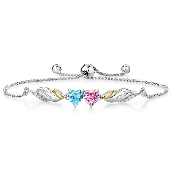 Gem Stone King 925 Silver and 10K Yellow Gold Bracelet for Women Topaz Pink Moissanite (1.07 Cttw) and Lab Grown Diamond