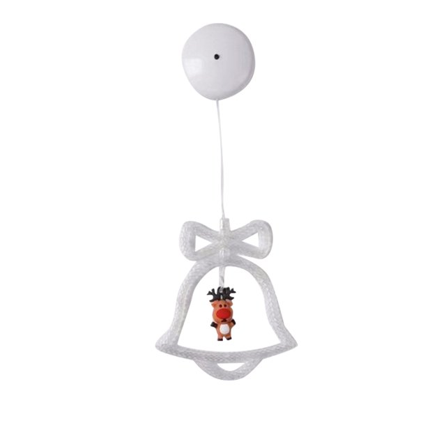 Luces navideñas Árbol de Navidad de Papá Noel Luces de ventana con cascabeles y pequeño adorno colgante Árbol de Navidad de Papá Noel y ciervo Luces de interior a batería para decoraciones navideñas