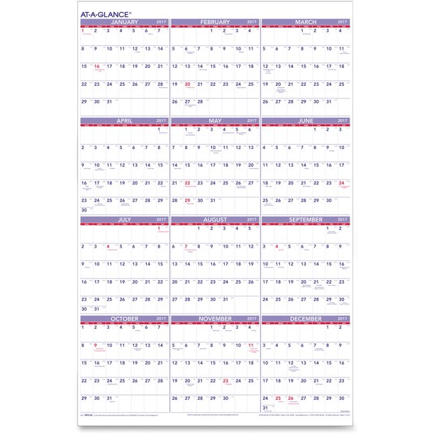At A Glance Yearly Wall Calendar Walmart Walmart