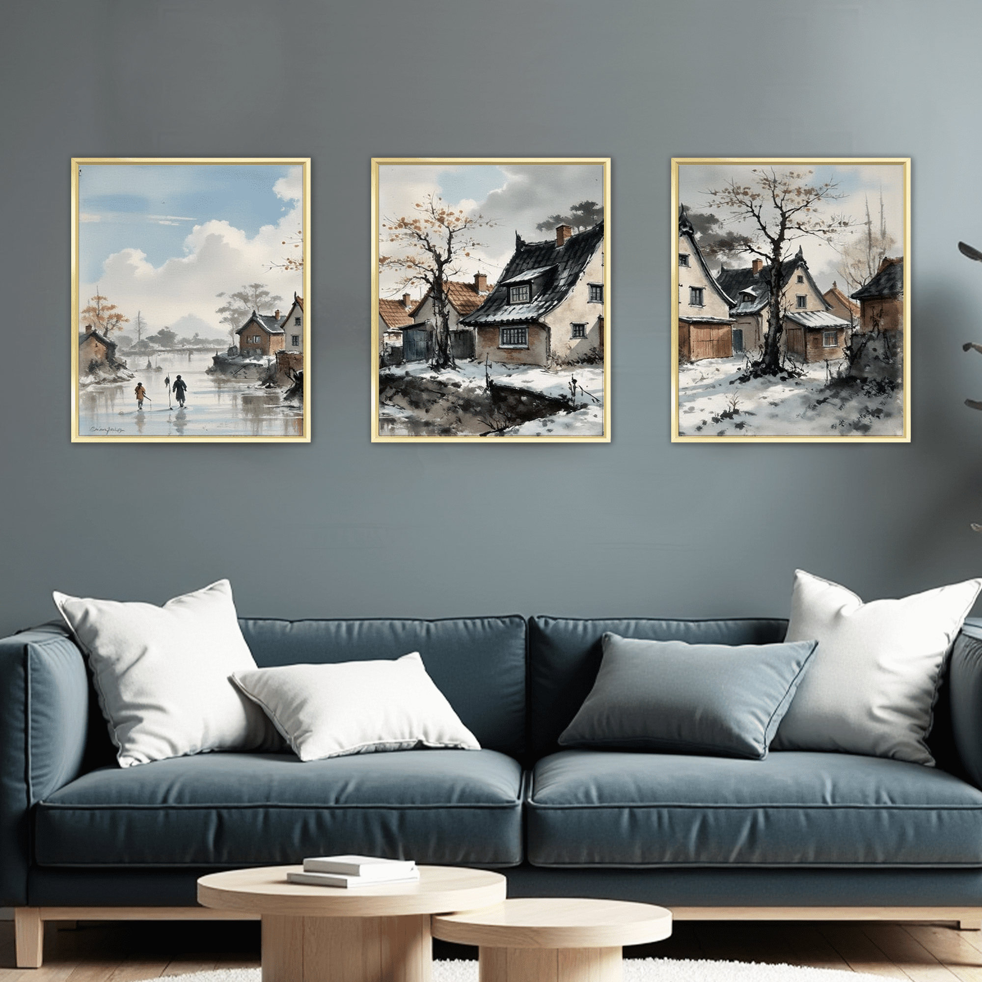 MAYEERTY Modern Abstract Wall Art Painting, Living Room Decor, Gold Aluminum Alloy Frame, 23.6"x15.8"