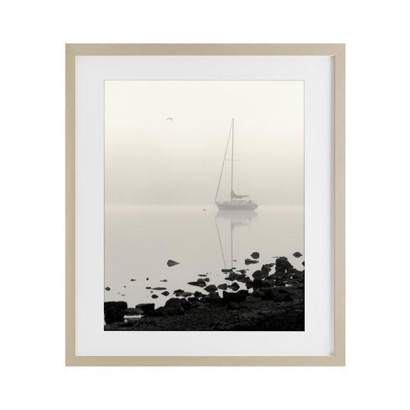 Stupell Industries Rustic Lodge Moored In Fog Birch Framed Print Under Glass, 13 x 16, by Nicholas Bell