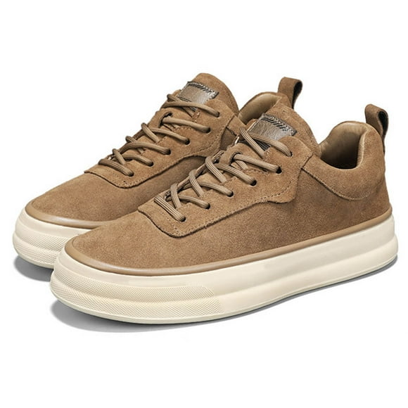 Pandaie Mens Casual Shoes Suede Lace up Low Top Fashion Sneakers Comfort Walking Office Business Work Dressy Oxfords Loafers Khaki 8.5