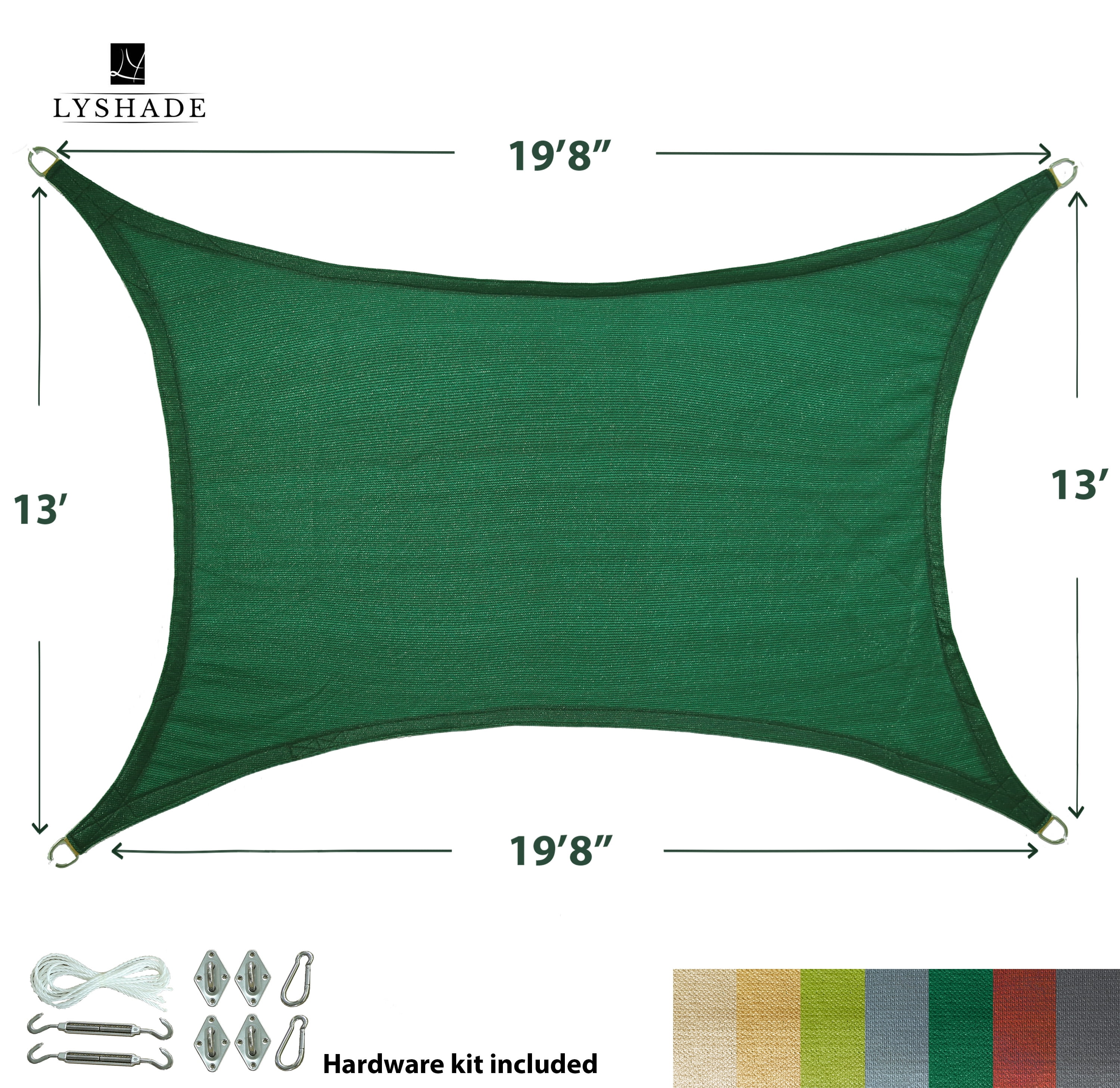 LyShade 19'8" x 13' Rectangle Sun Shade Sail Canopy with Stainless Steel Hardware Kit UV Block