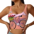 thumbnail image 1 of Fotbe Flamingo Riding a Bicycle Sujetador Deportivo Largo sin Aros para Mujer con Almohadillas y Soporte Medio, Transpirable y Absorbente, Camiseta Tipo Chaleco o Tank Top-Large, 1 of 8