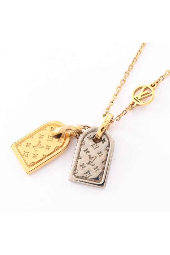 Pre-Owned Louis Vuitton Nanogram Necklace, Gold Plated Stainless Steel, Women's, Gold/Silver...