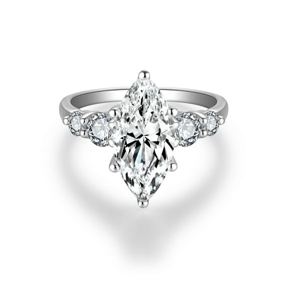 3 Carat Moissanite Rings for Women 18K White Gold S925 Moissanite Wedding Band for Bridal Set Simulated Diamond Promise Ring Fiancee Lab Grown Women's Diamond Rings