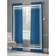 thumbnail image 3 of Sheer Curtains 84 inches Long 2 Panels Set Blue Color Block Light Filtering Sheer Drapes Rod Pocket Window Curtains for Living Room/Bedroom, Abstract Yellow Lines, 3 of 8