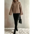 thumbnail image 4 of Women'S Chunky Knit Sweaters Fall Long Sleeve Mock Neck Oversized Pullover Tops Winter Fashion Clothes Dark Khaki S, 4 of 10
