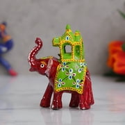 eCraftIndia Decorative Elephant With Royal Seating Showpiece Animal Figurines- Multicolor