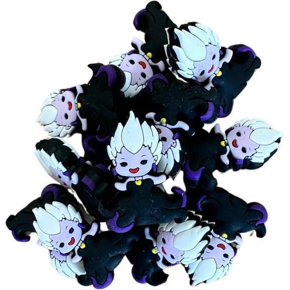 Sea Witch Silicone Focal Bead Set  12 Pack Mermaid Villain Octopus Bulk Wholesale Cartoon Character Keychain Making Kit Beaded Pen Freshie Hanger