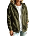 thumbnail image 5 of Edvintorg Women's Jackets Loose Zip up Long Sleeve Coat Fall Winter Casual Hooded Outerwear with Pocket Women's Clothes S-2XL Army Green, 5 of 9