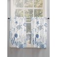 thumbnail image 3 of Kitchen Curtains 54 Inches length, Blue Coastal Window Treatment Curtain Drapes, Summer Beach Turtle Coral Starfish Jellyfish Thermal Insulated Drapes for Basement Hotel RV, 42"x54", 2 Panels, 3 of 7