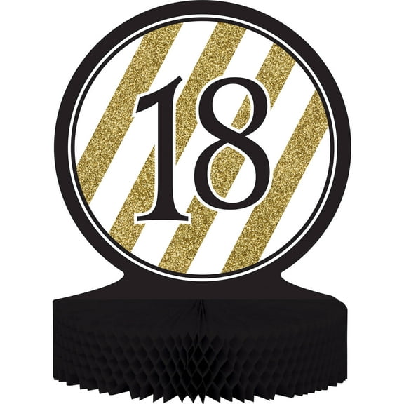 Black and Gold 18th Birthday Centerpiece