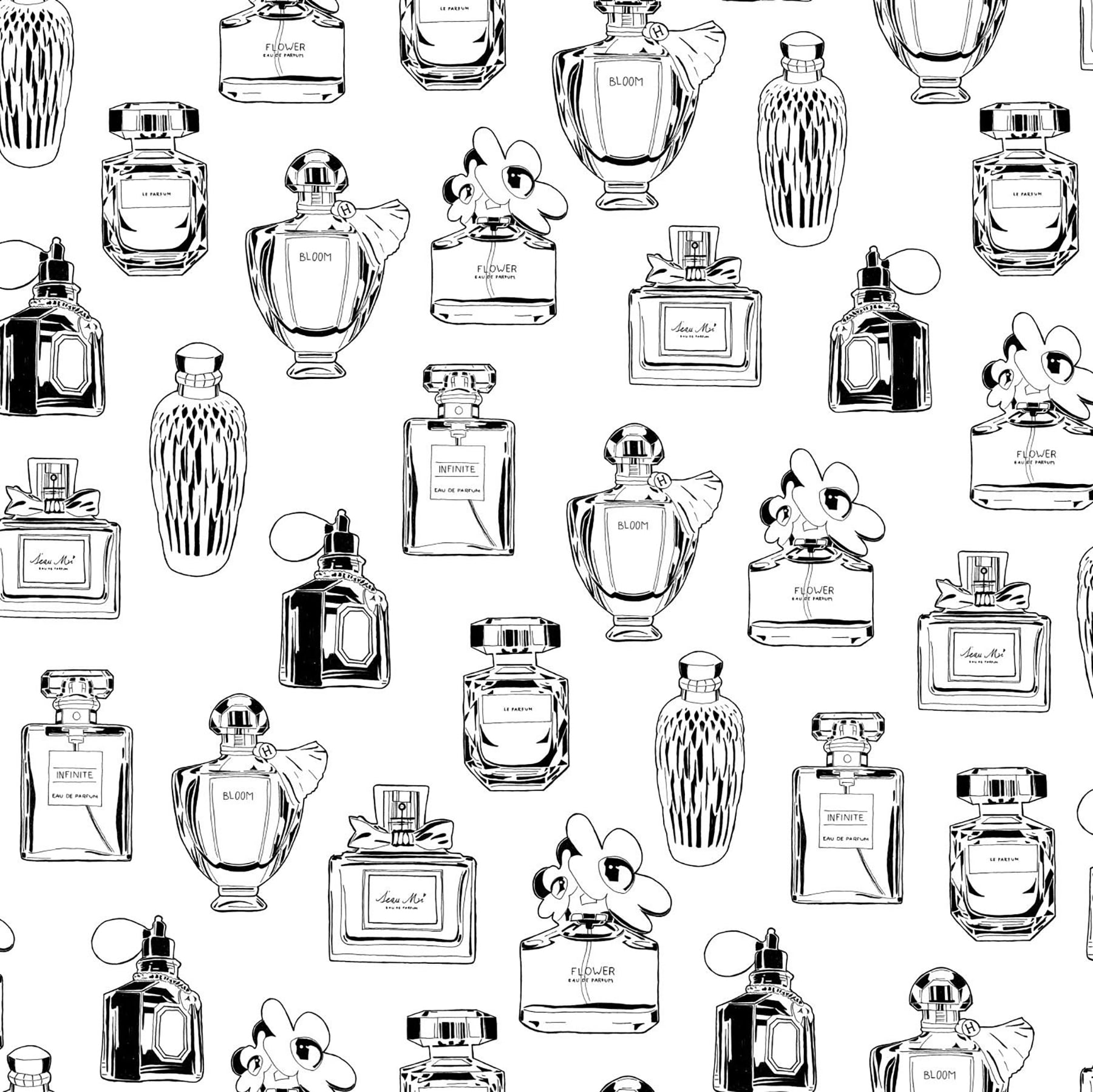 ESTA Home Chita White Perfume Bottles Wallpaper - Walmart.com