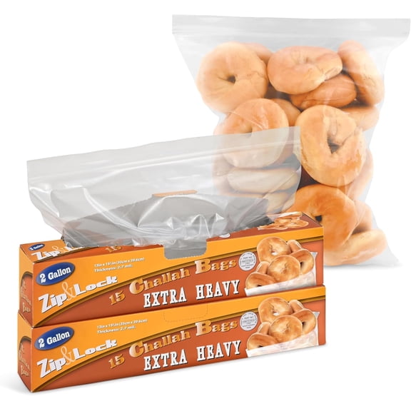 30 Count 2 Gallon Freezer Bags, Zipper Plastic Storage Bags for Freezing Food, Extra Large Freezer Bags 2 Gallon Bulk Pack with Easy Dispensing Box, Resealable Clear Two Gallon Storage Bags