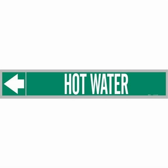 Brady Pipe Marker,Hot Water,Wht Leg.,1inHx8inW 109221