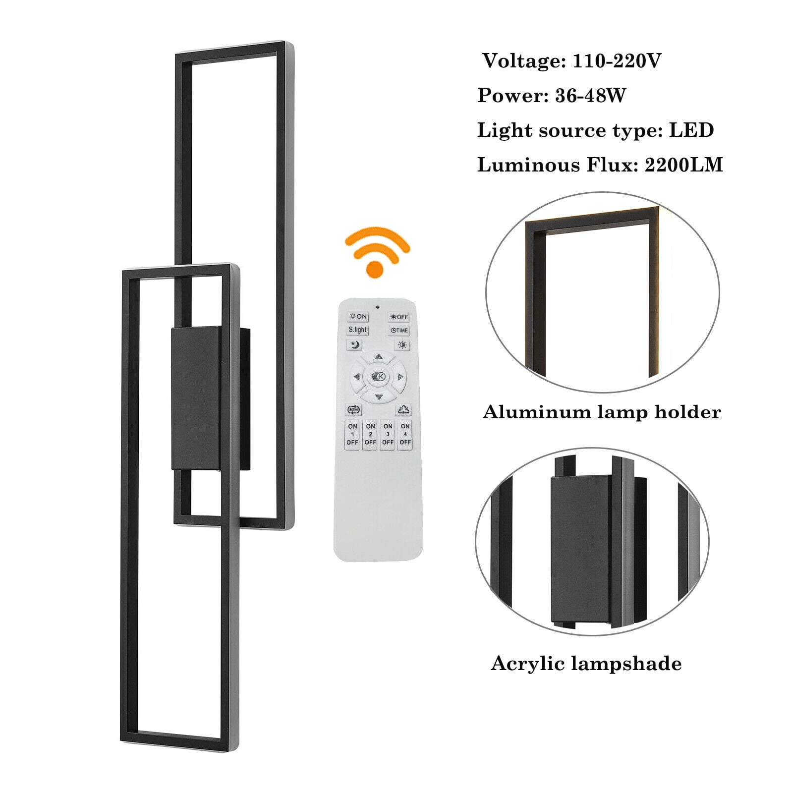 Modern LED Wall Sconce with Remote Control, Dimmable 25W Wall Light (5%–100%), 3000–6500K Adjustable Color Temperature, 2000LM Indoor Wall Lamp