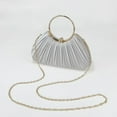 thumbnail image 2 of Women's Satin Pleated Rhinestone Evening Clutch Purse - Elegant Wedding Party Handbag with Chain for Prom Gala gold, 2 of 4