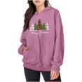 thumbnail image 4 of 2025 Christmas Baggy Hoodies Ladies Letter Print Graphic Sweatshirt with 2 Pockets Casual Pullover Tops Loose (XL, Pink 01), 4 of 6