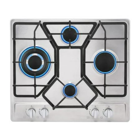 New 24 in. Gas Stove Cooktop 4 Italy Sabaf Sealed Burners in Stainless Steel