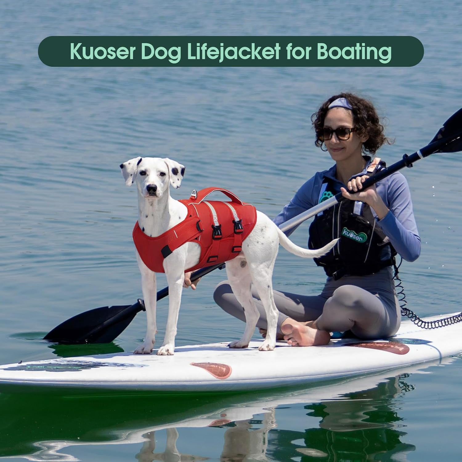 Kuoser Dog Life Jacket, High Flotation Dog Life Vest for Swimming Boating, Red, XS