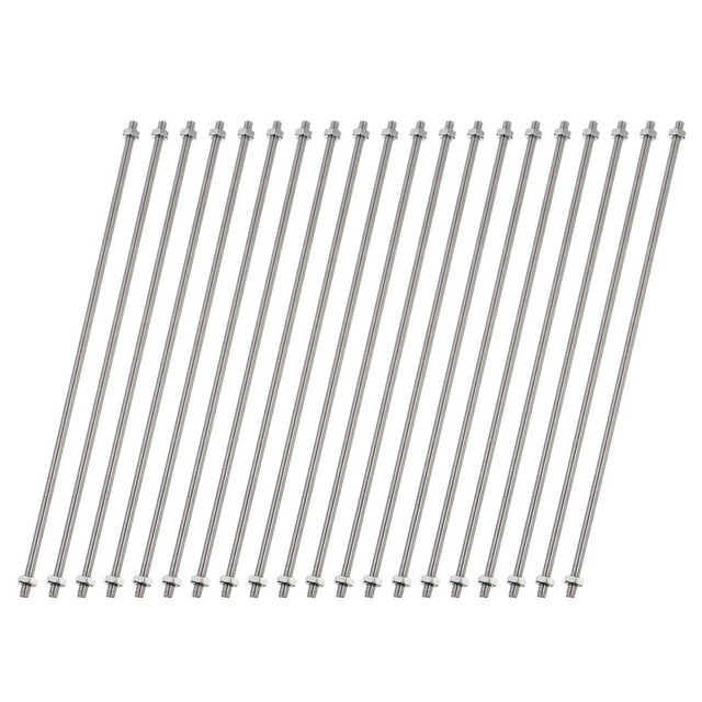 Unique Bargains 20 PCS 8/32 Inch M4 Threaded Rods Studs with Hex Nuts, 300mm Length 304 Stainless Steel Fully Rod and Hex Nuts