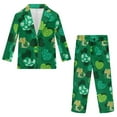 thumbnail image 4 of Xoenoiee Green Heart Shamrock Print Boys Slim Fit Suits for Boys St. Patrick's Day Suit Set Dresswear Ring Bearer Outfit Kids Suits Wedding Dress, Size 5-6 Years, 4 of 7