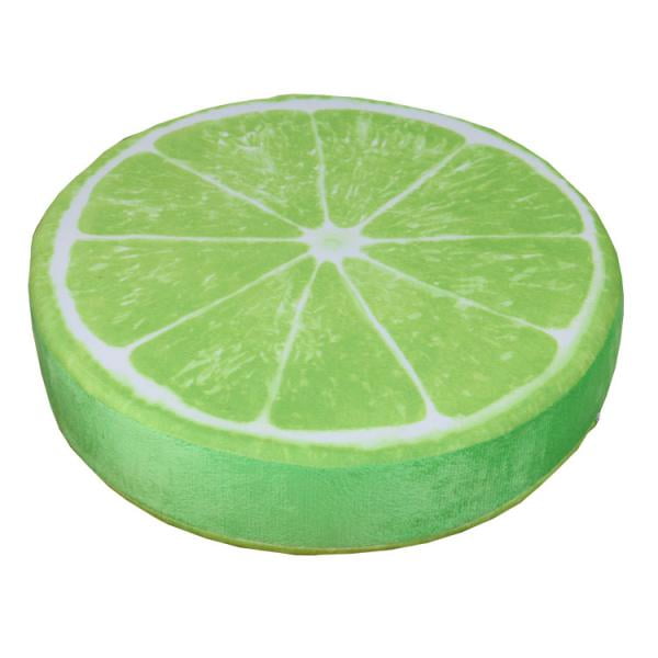 Soft Fruit Pillow Round Cushion Office Chair Seat Pad-Green Lemon