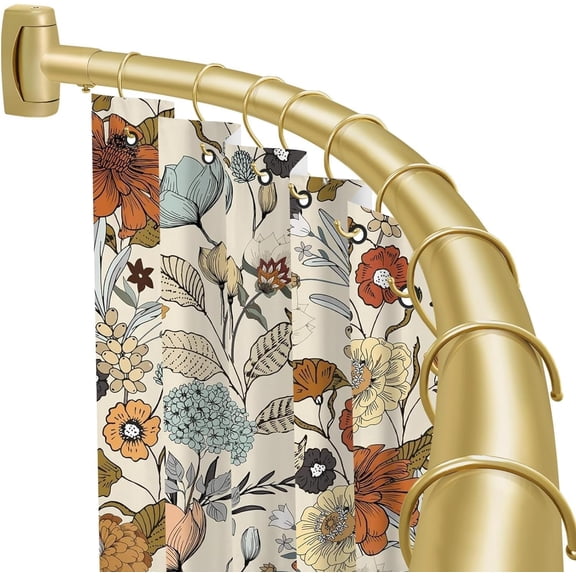 Curved Shower Curtain Rod 35-82 Inch (2.9-6.8 Feet), Matte Black Round Rust-Proof Shower Rod for Bathroom Tub, Adjustable Arched Shower Rod, Never Rust | Extra Space | Non-Slip | Expandable