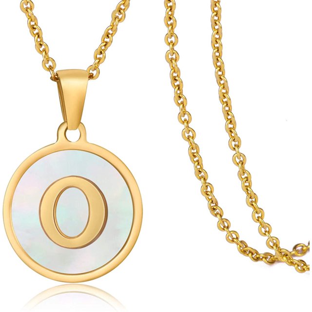 26 English Letters (A-Z) Necklace For Women Titanium Steel Stainless Steel Pendant Necklace Pearl Shell Oil Drop Necklace As Gift For Wife , Daughter, Friend