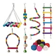 thumbnail image 2 of Pet Bird Toys Bird Cage Toys Set with Swings, Bells, Ladders, and Wood Blocks for Small Medium Parrots Rkxzt, 2 of 8
