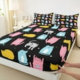 thumbnail image 3 of Feelyou Cute Kitten Animal Queen Sheet Sets, Funny Cartoon Cat Lover Flat Sheet, Teens Kids Boys Girls Queen Fitted Sheet, Microfiber Bedroom Decor, 4pcs, 3 of 7