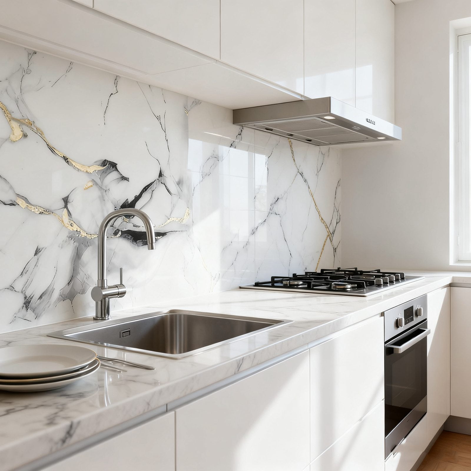 20pcs Peel and Stick Backsplash Tile，12"x12" Self Adhesive Marble Tile for Wall, PVC Waterproof Shower Wall Panels, Back Splash Stick on Tiles for Kitchen Bathroom Living Room