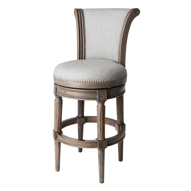 Maven Lane Pullman Tabouret de Bar, Fini Chêne Récupéré avec Revêtement en Tissu Gris Cendré