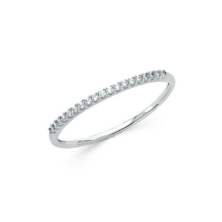 - Bridal Round CZ Wedding Band 14k White Gold Anniversary Delicate CZ Ring Light Weight Solid Size 9
