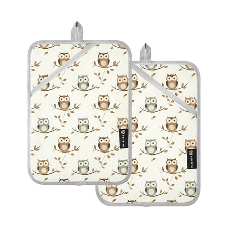 

Pot Holders Set of 2 Heat Resistant 338℉ Kitchen Oven Gloves Potholder Cooking Baking Microwave Mitts Cute Owls