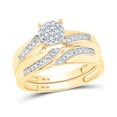 thumbnail image 4 of 10kt Yellow Gold His & Hers Round Diamond Cluster Matching Bridal Wedding Ring Band Set 1/2 Cttw, 4 of 4