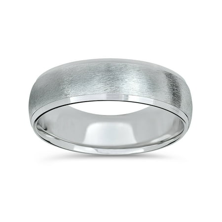 Pompeii3 Platinum Wedding Band Mens Brushed Beveled Ring