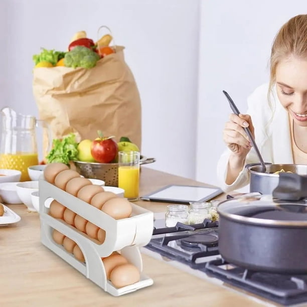 Dispensador Automático de Huevos Rodantes Soporte Automático 3 Niveles para Huevos Rodantes Contenedor de Almacenamiento de Huevos Que Ahorra Espacio para Rejilla de Refrigerador