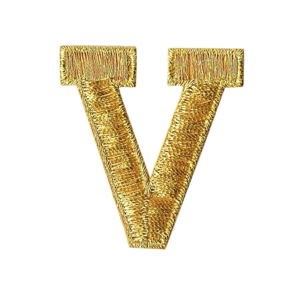 Alphabet Letter V Color Gold 2 Block Style Iron On Embroidered Applique Patch Walmart Com