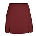 thumbnail image 4 of QHFBli Women's Side Slit High Waisted Mini Skirt Stretchy Bodycon Skort 2026 Club Skirts with Underneath, 4 of 4