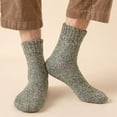 thumbnail image 3 of 5 Pairs Men's Winter Socks Thick Warm Cozy Crew Socks Solid Color Gifts Thermal Crew Socks Winter Warm Knitted Mid Calf Socks, 3 of 8